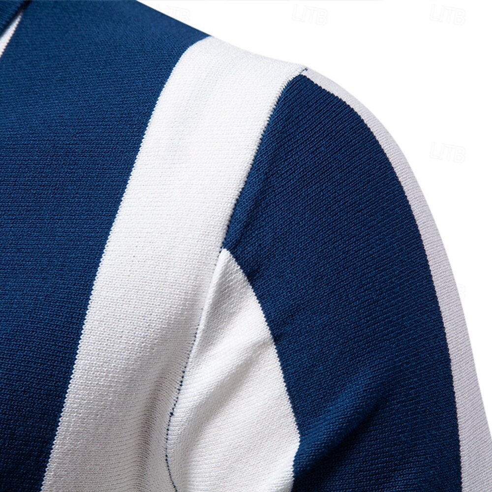 Vertical Stripe Quarter-Zip Polo - oukumen