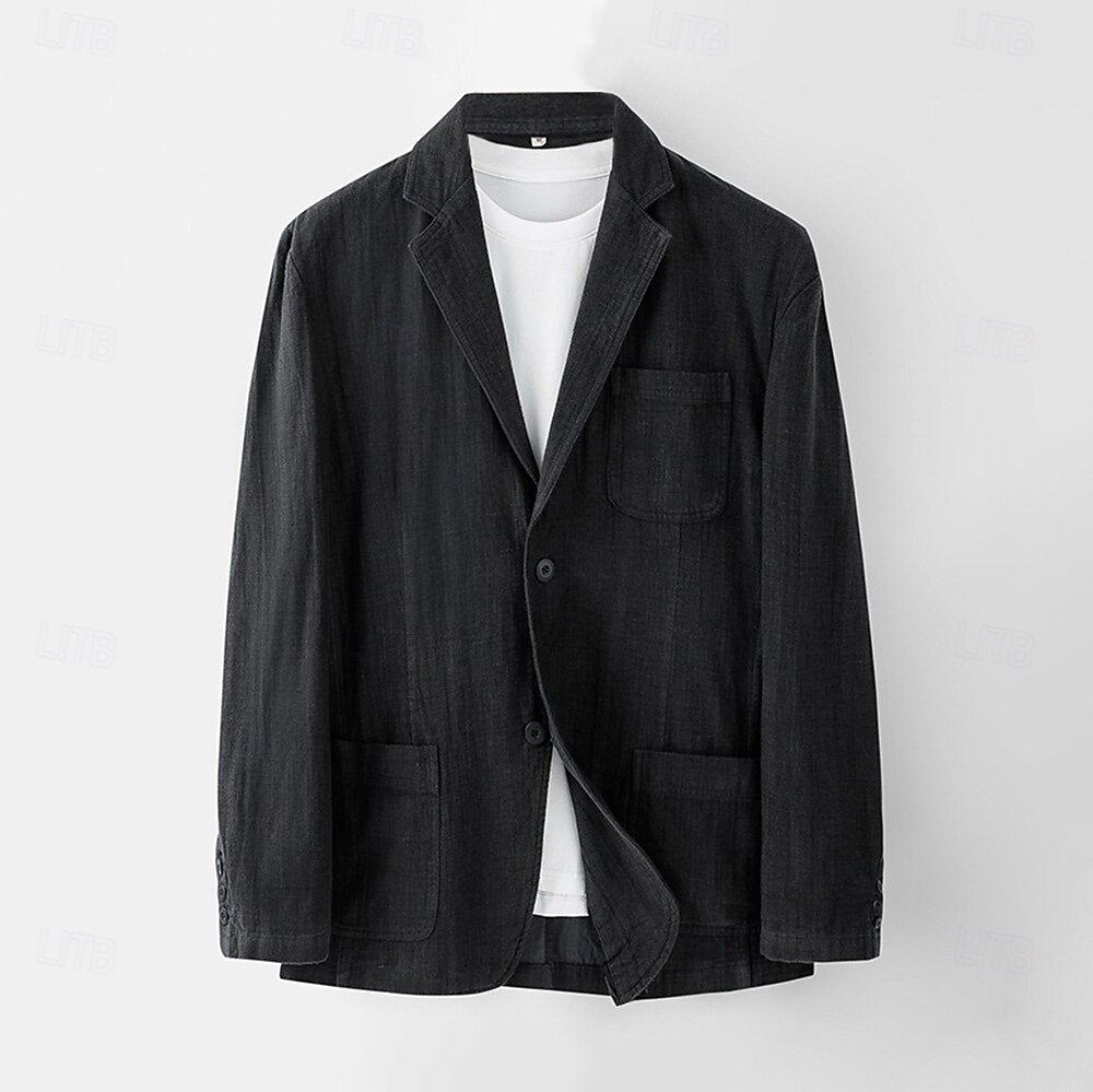 Relaxed 100% Linen Blazer - oukumen