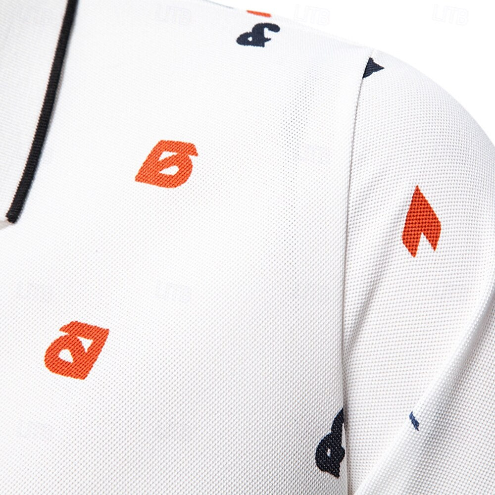 Printed Short-Sleeve Polo - oukumen