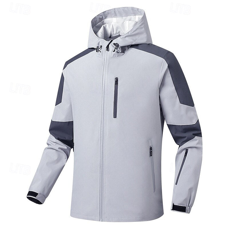 Multifunctional Windproof Zip Up Patchwork Outdoor Jacket - oukumen