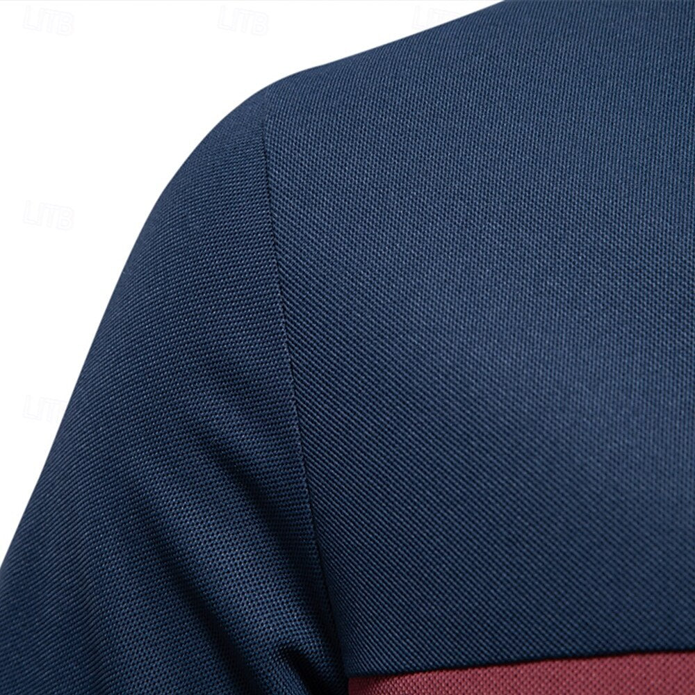 Contrast Panel Knit Polo - oukumen