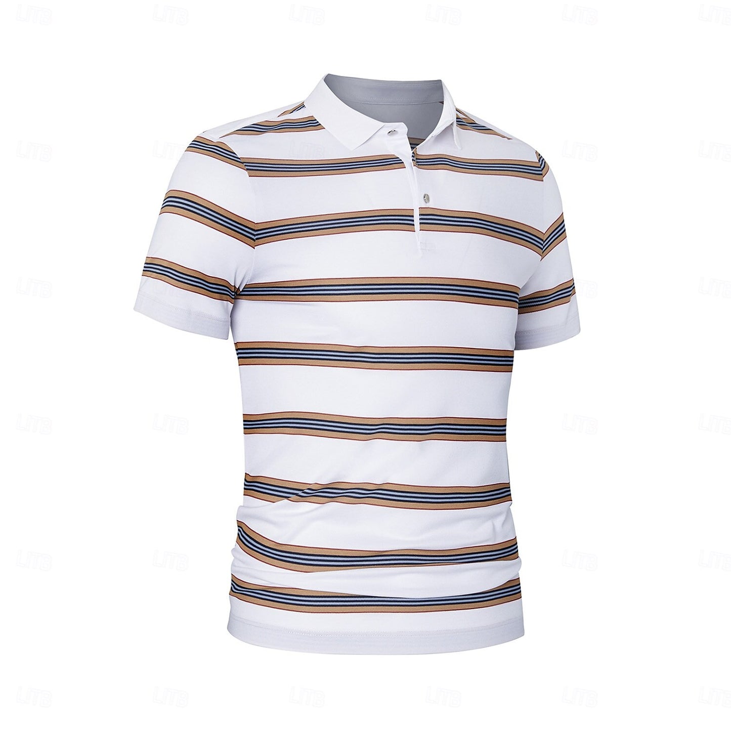 Cotton-Silk Striped Polo - oukumen