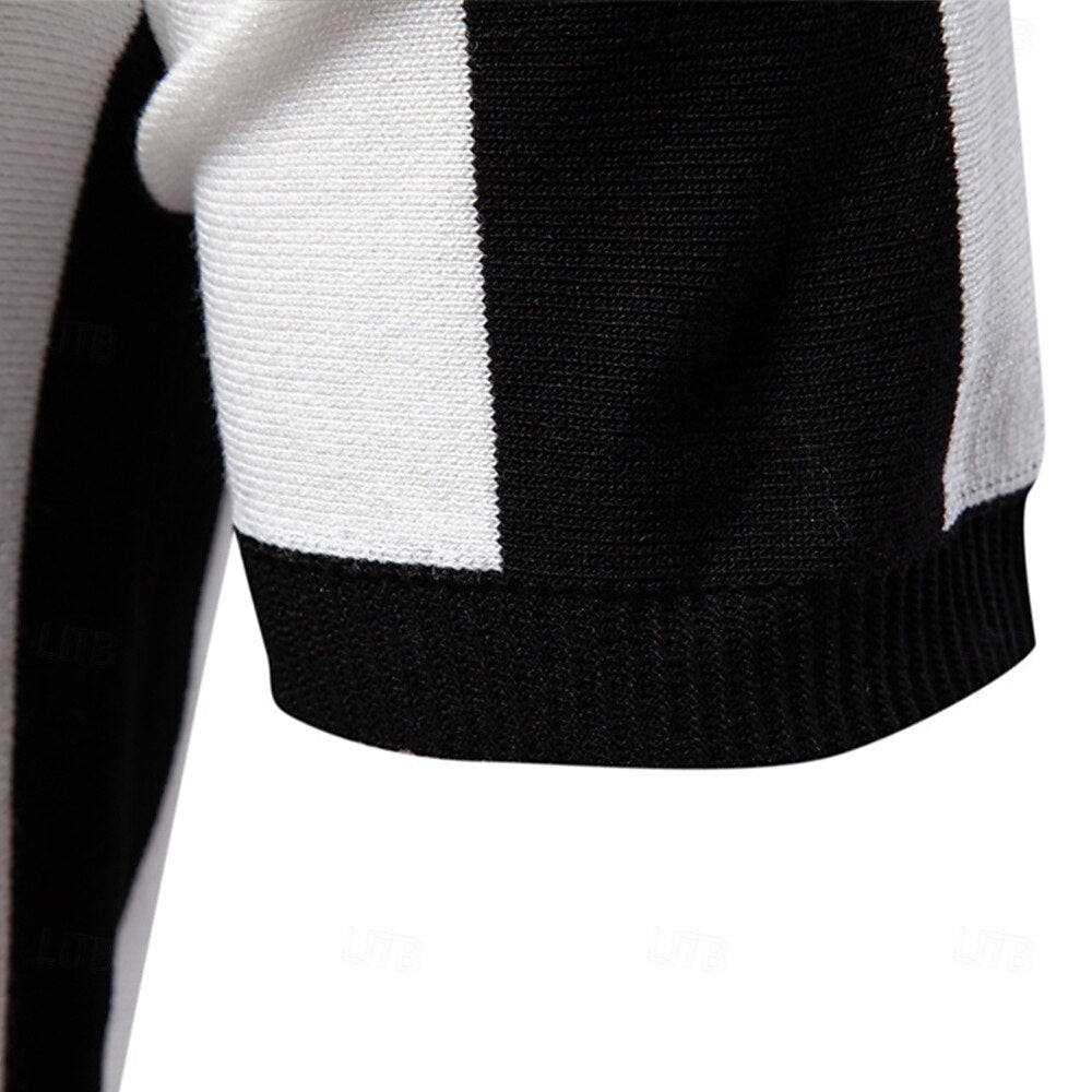Vertical Stripe Quarter-Zip Polo - oukumen