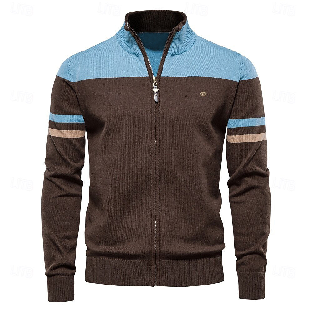 Cardigan Sweater Zipper Standing Collar Knitwear - oukumen