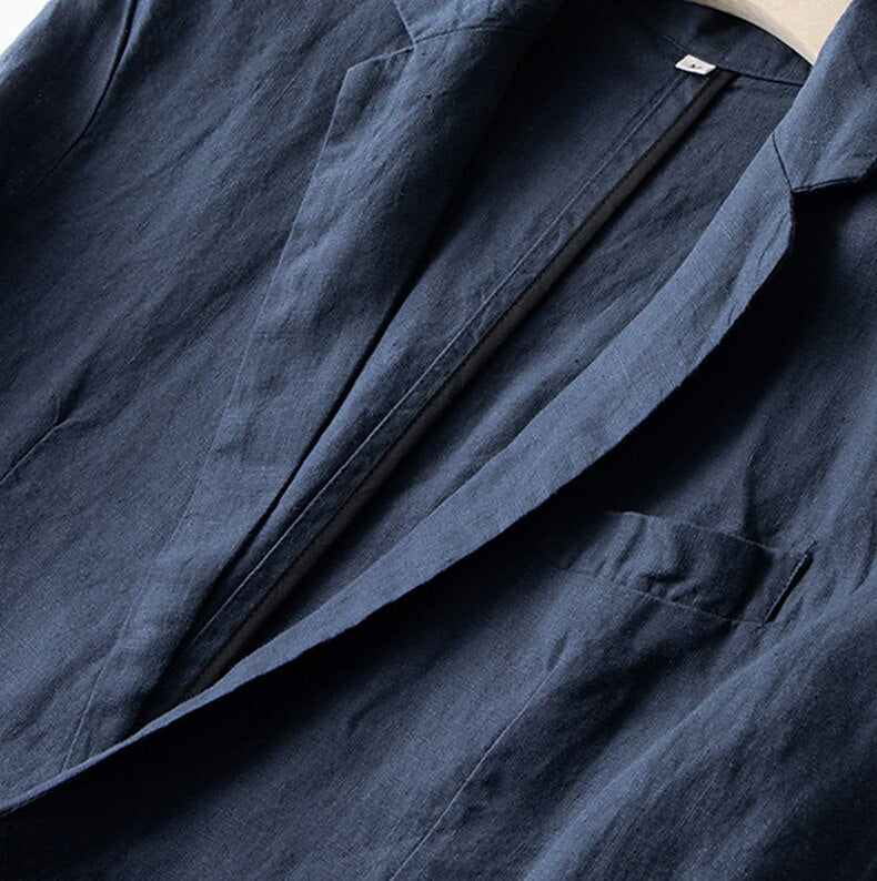 Tailored 100% Linen Blazer - oukumen