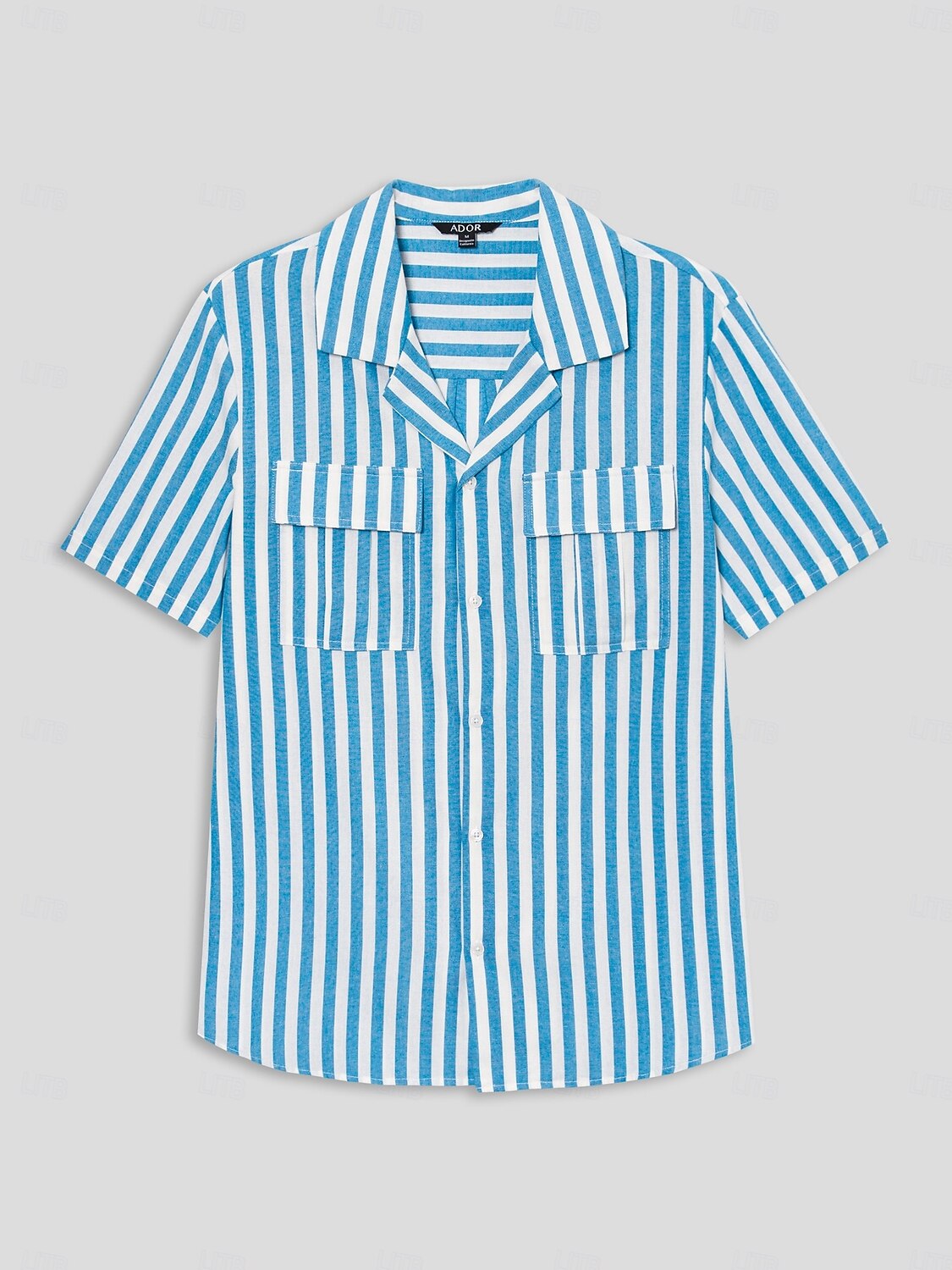 Linen Cotton Striped Cuban Collar Casual Shirt - oukumen