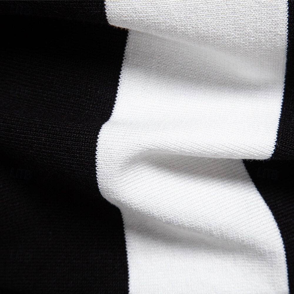 Vertical Stripe Quarter-Zip Polo - oukumen