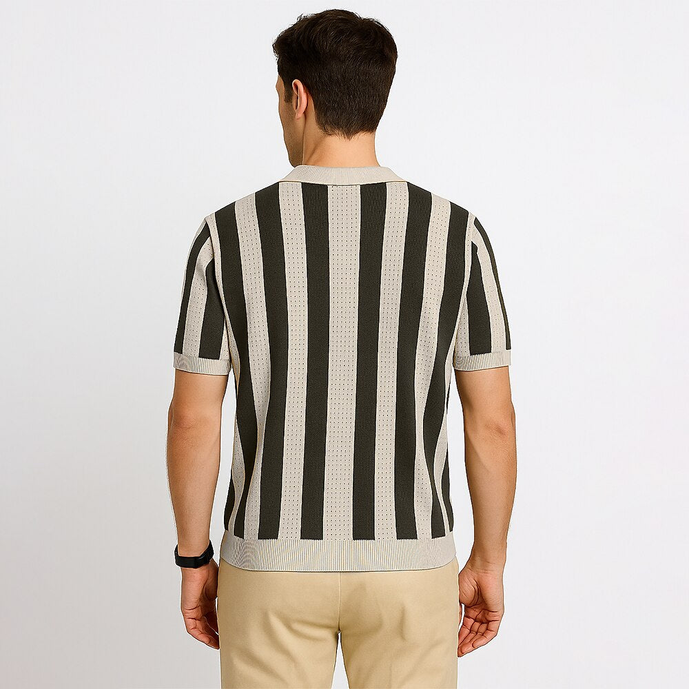 Vertical Striped Polo Shirt