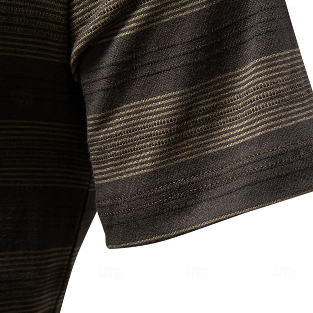 Timeless Striped Cotton-Blend Knit Polo Shirt - oukumen
