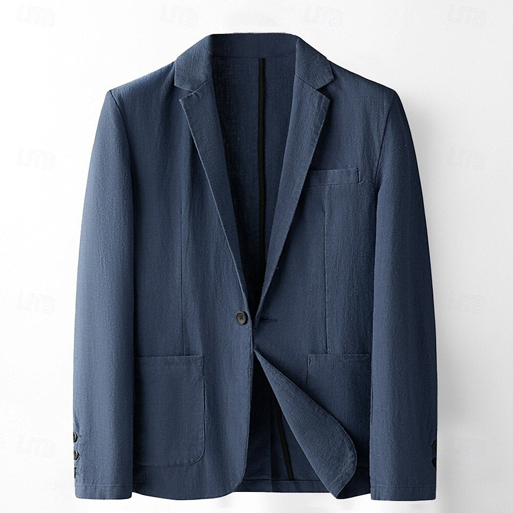 Tailored Linen-Cotton  Blazer - oukumen