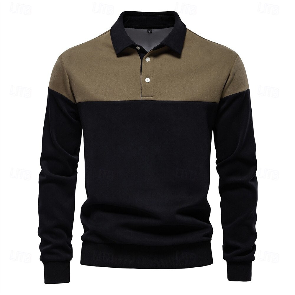 Cotton-Blend Colorblock Knit Polo Sweater - oukumen