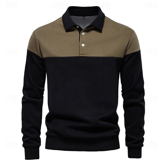 Cotton-Blend Colorblock Knit Polo Sweater - oukumen