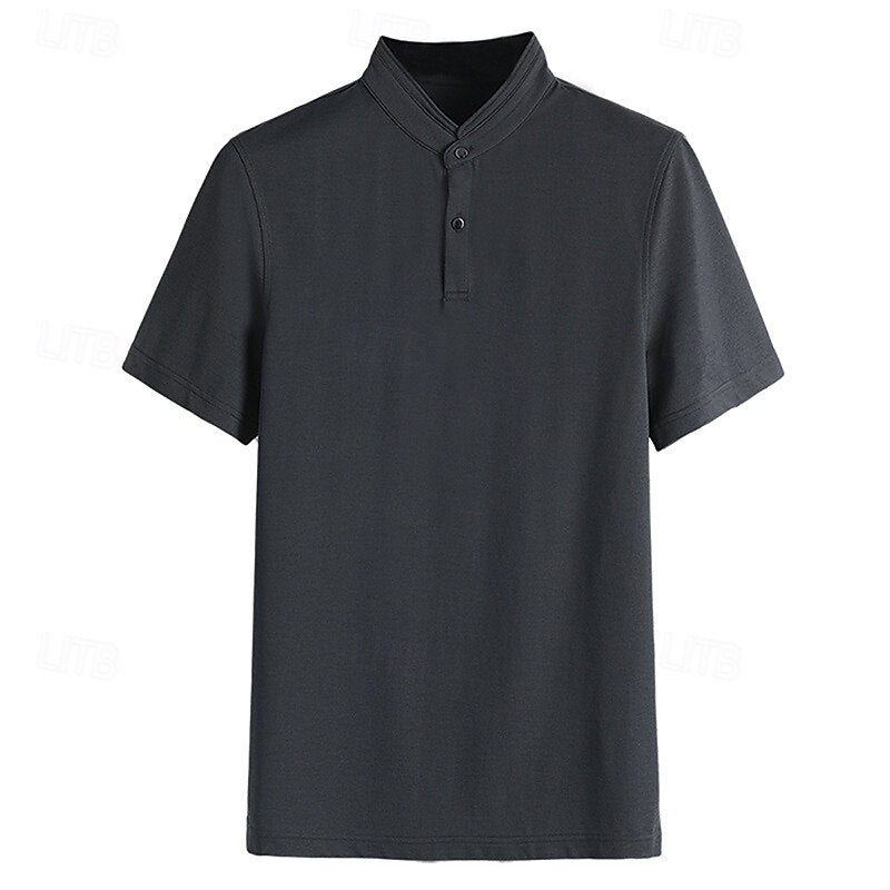 Refined Textured Knit Polo - oukumen