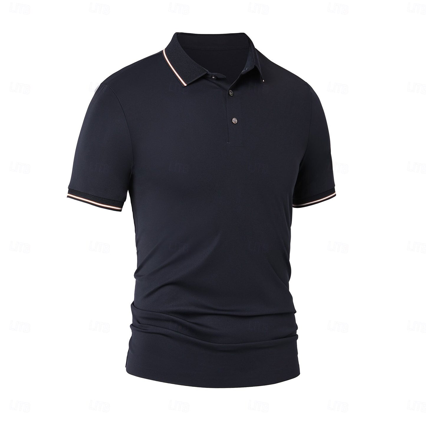 Contrast Collar and Cuff Stretch Polo - oukumen