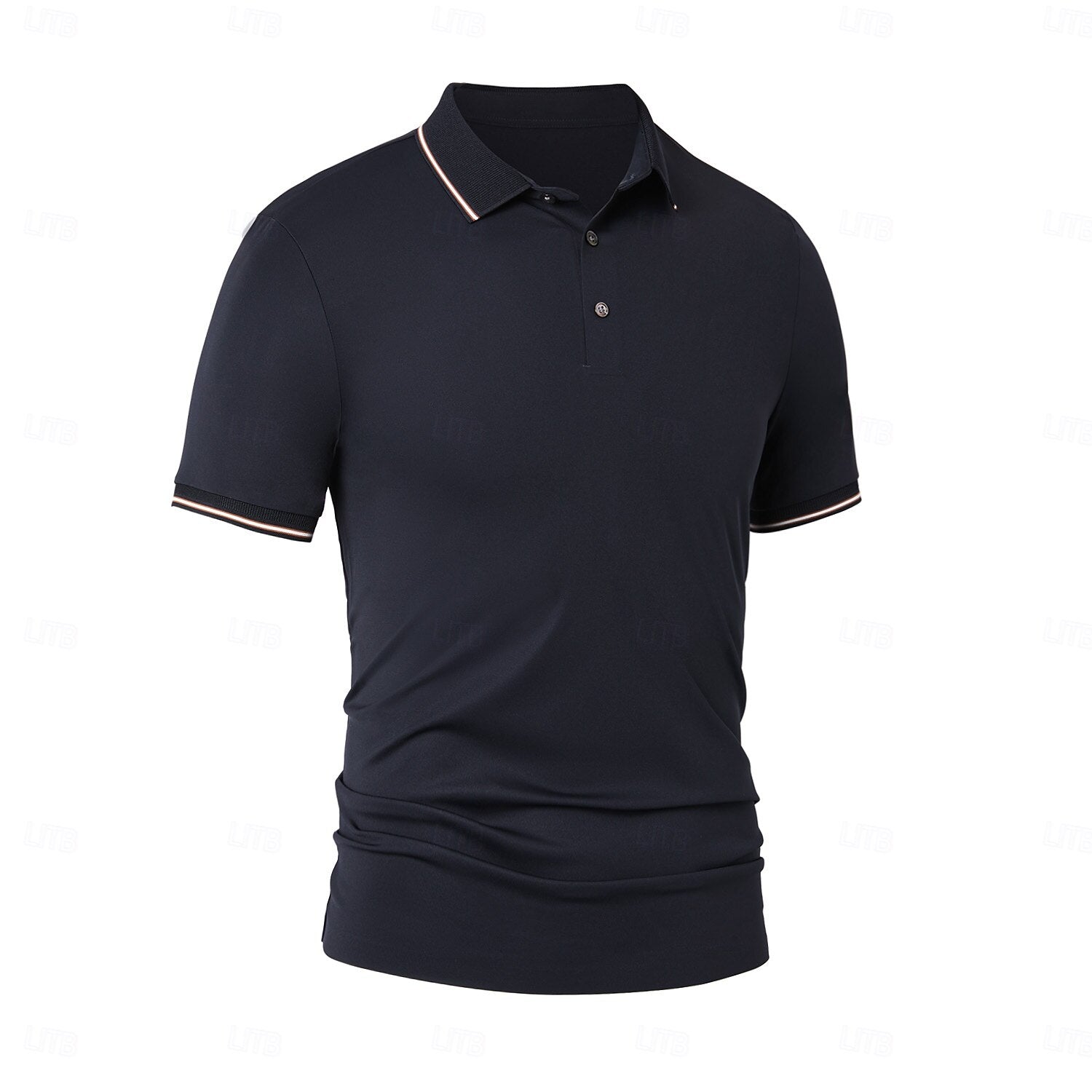 Contrast Collar and Cuff Stretch Polo - oukumen