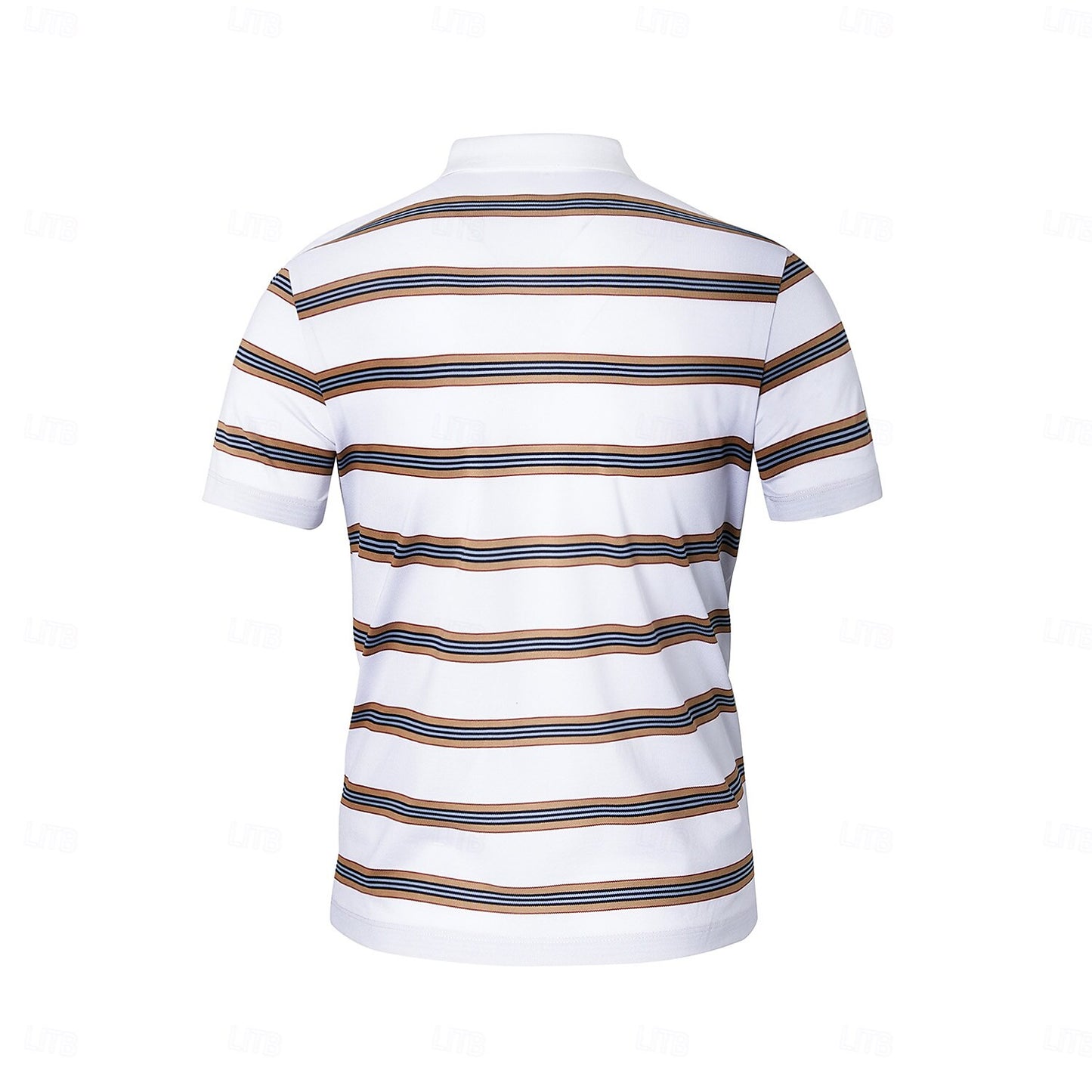 Cotton-Silk Striped Polo - oukumen