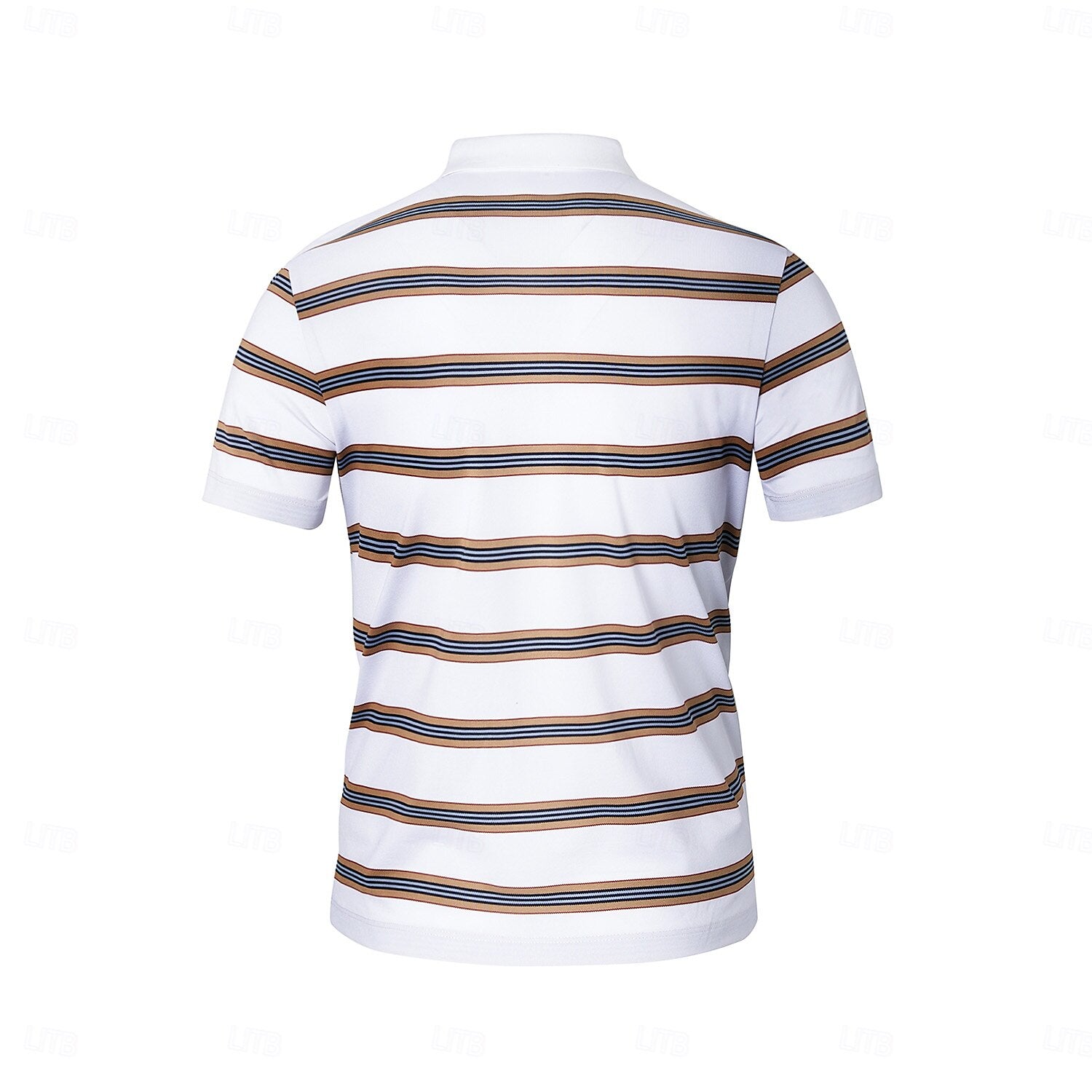 Cotton-Silk Striped Polo - oukumen