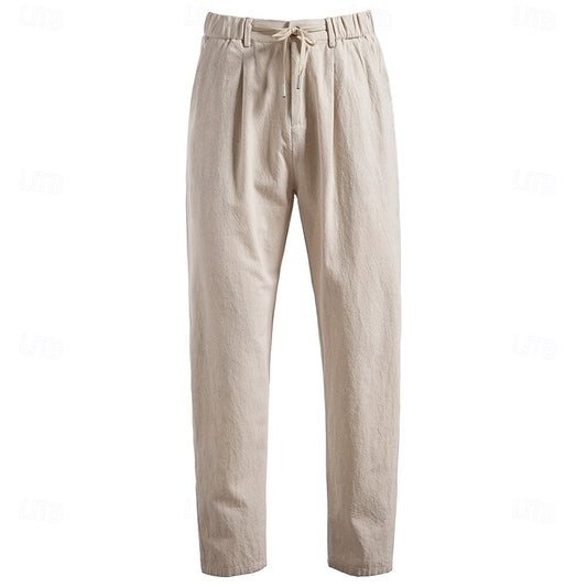 Linen-Cotton Relaxed Tapered Pant - oukumen