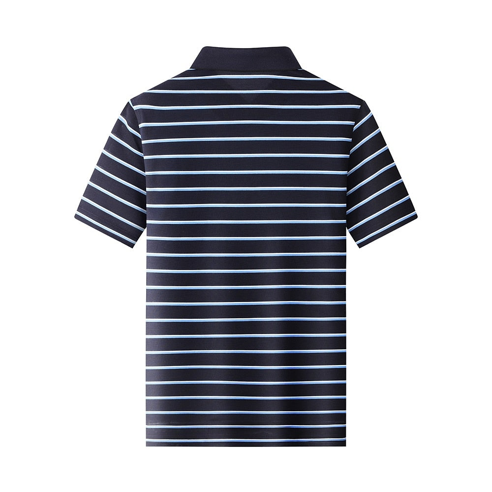 Striped Silk Polo Shirt - oukumen