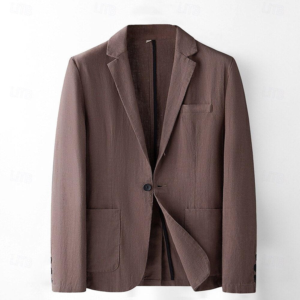 Tailored Linen-Cotton  Blazer - oukumen