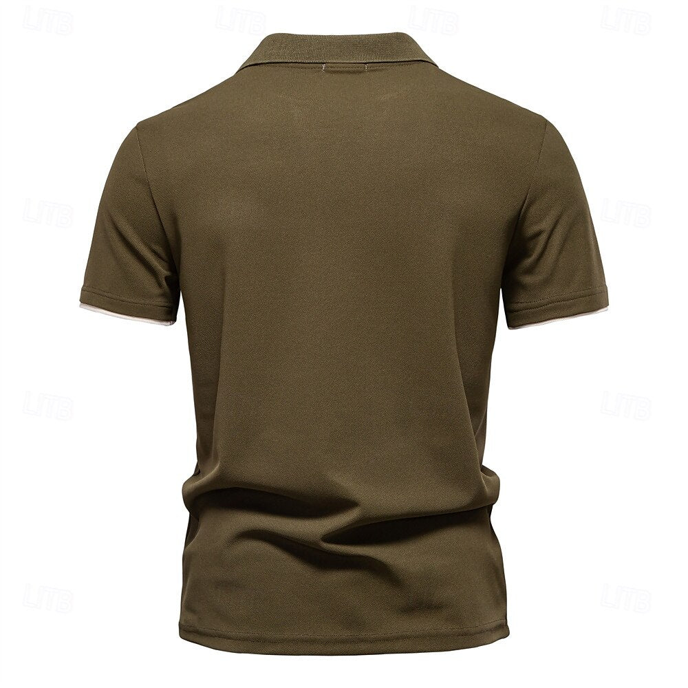 Contrast Panel Knit Polo - oukumen