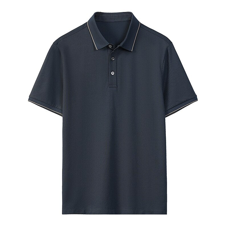 Cotton Silk Color Block Knit Polo Sweater - oukumen