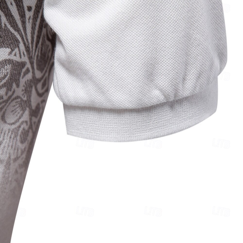 Floral Print Knit Polo Sweater - oukumen