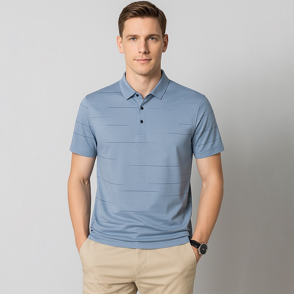 Luxury Tencel Cotton Silk Polo Shirt - oukumen