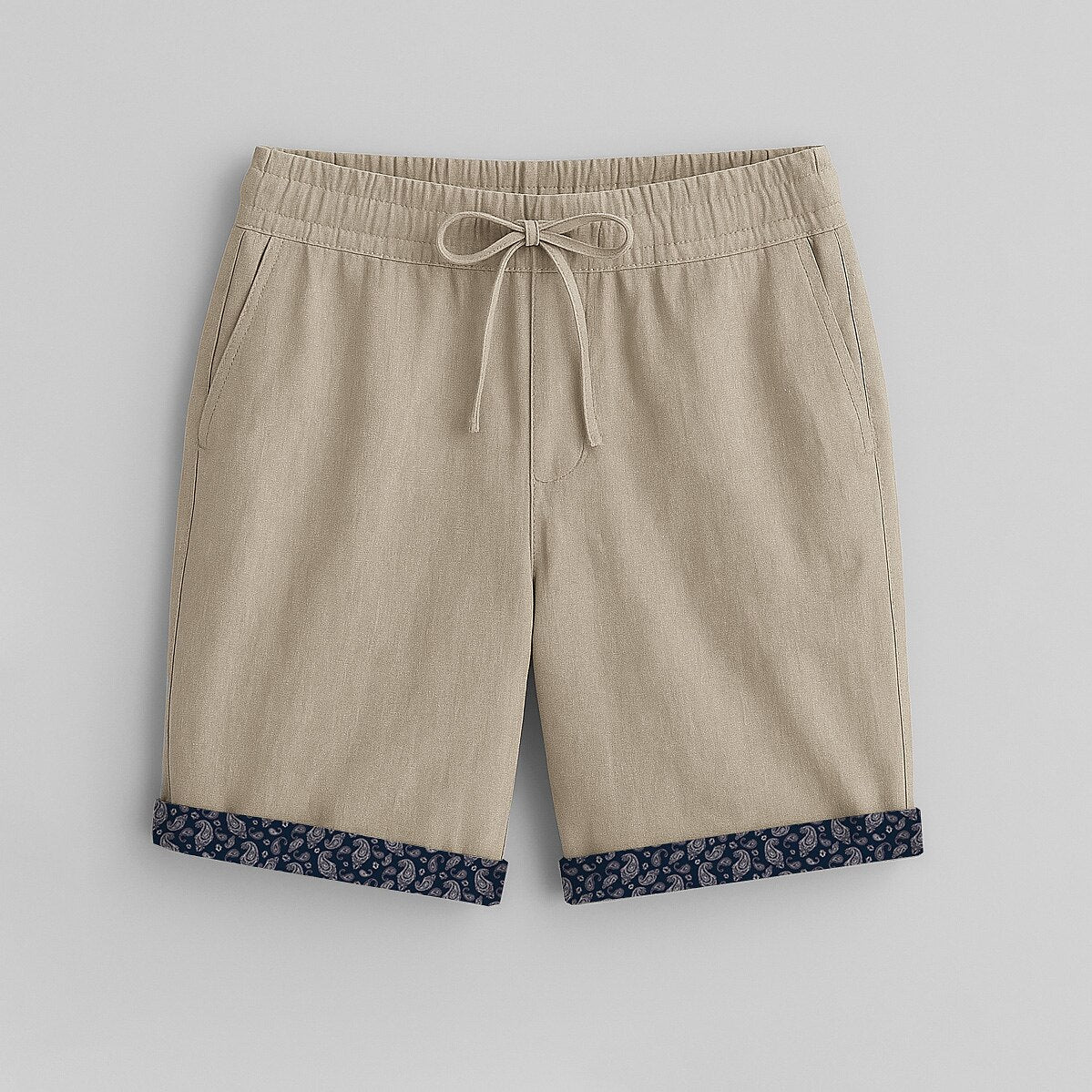 Cotton Linen Blend Shorts - oukumen