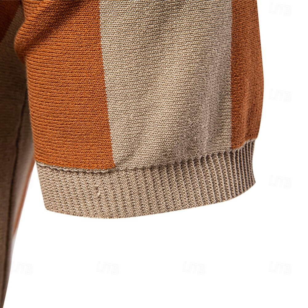 Vertical Stripe Quarter-Zip Polo - oukumen