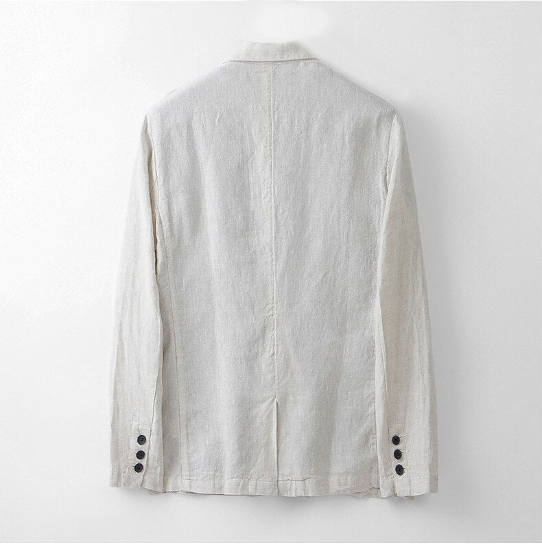 Tailored 100% Linen Blazer - oukumen