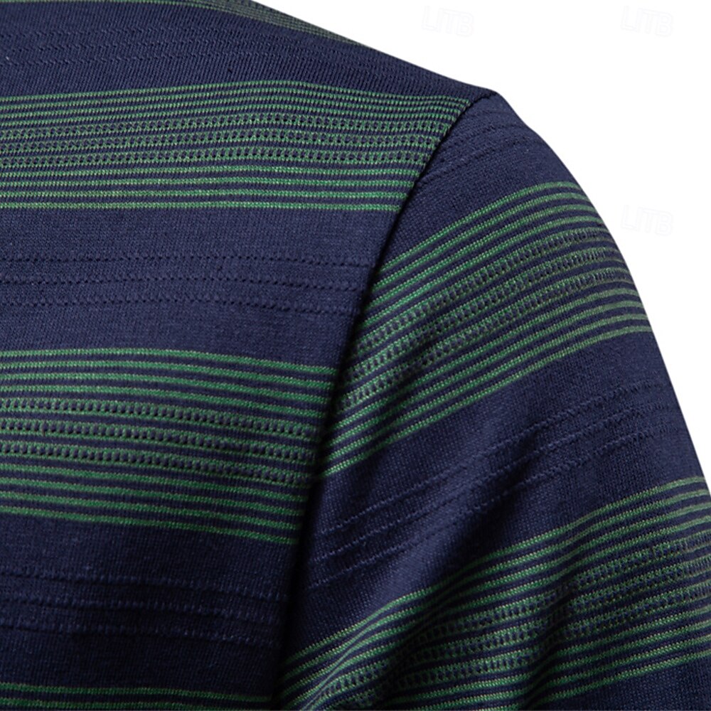 Timeless Striped Cotton-Blend Knit Polo Shirt - oukumen