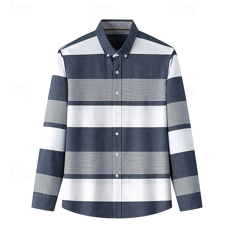 100% Cotton Versatile Color Block Oxford Shirt - oukumen