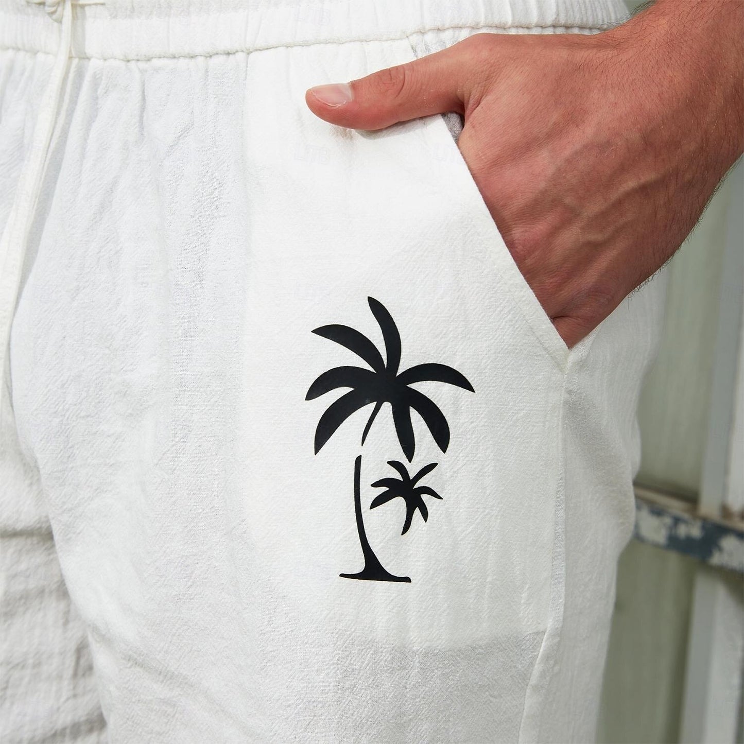 100% Cotton Coconut Tree Print Shorts - oukumen