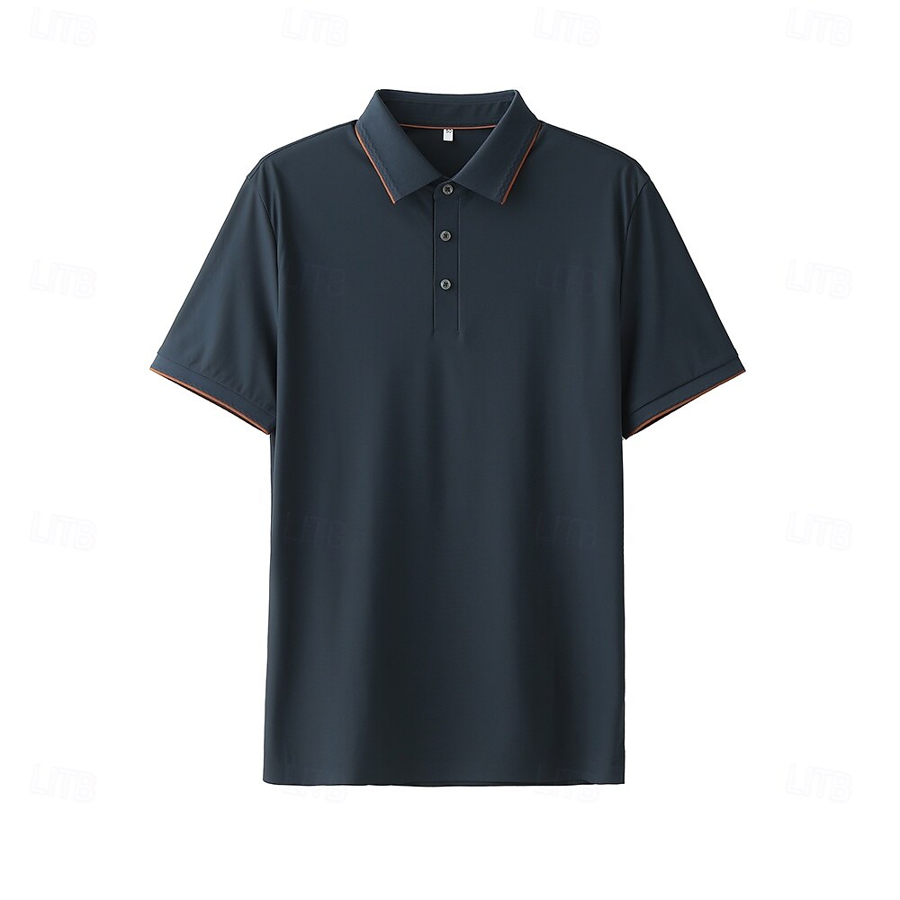 Refined Knit contrast collar Polo - oukumen