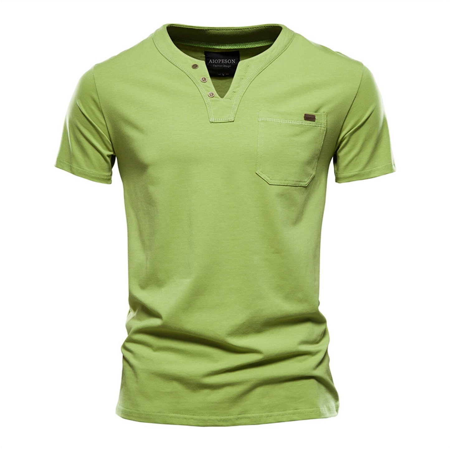 100% Cotton V-Neck Pocket T-Shirt - oukumen