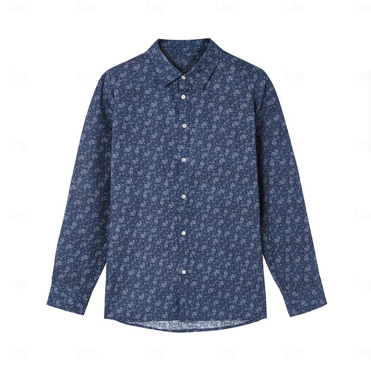 "Paisley Wave" 100% Cotton Vintage Print Shirt - oukumen