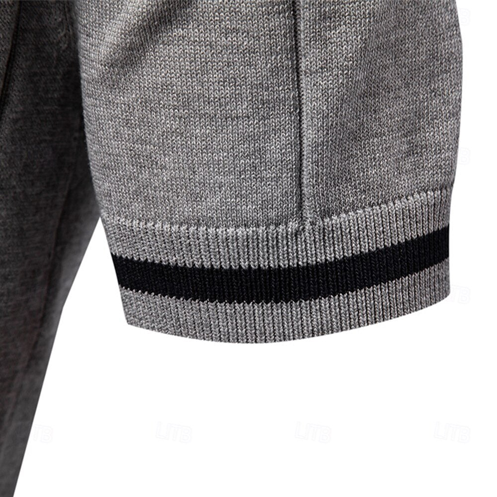 Classic Texture Knit Quarter-Zip Polo - oukumen