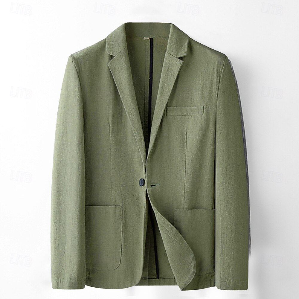 Tailored Linen-Cotton  Blazer - oukumen