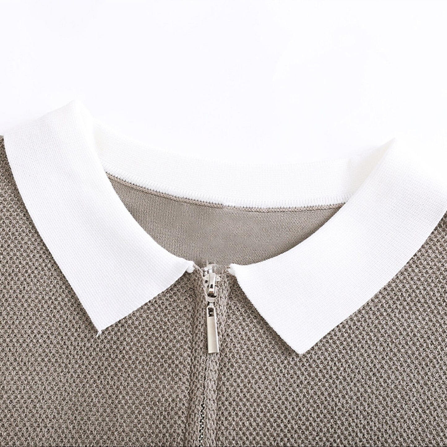 Refined Knit Zip Polo Shirt - oukumen