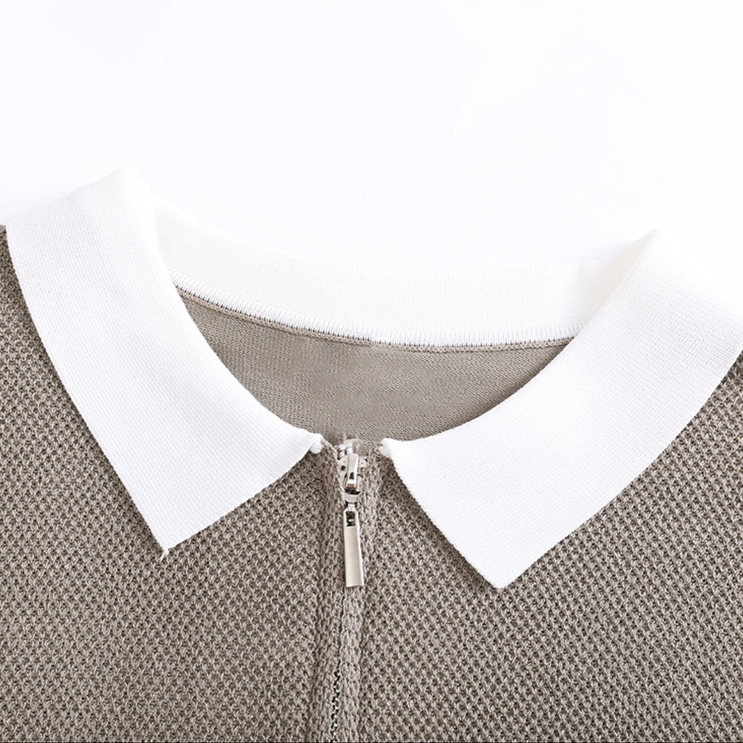 Refined Knit Zip Polo Shirt - oukumen