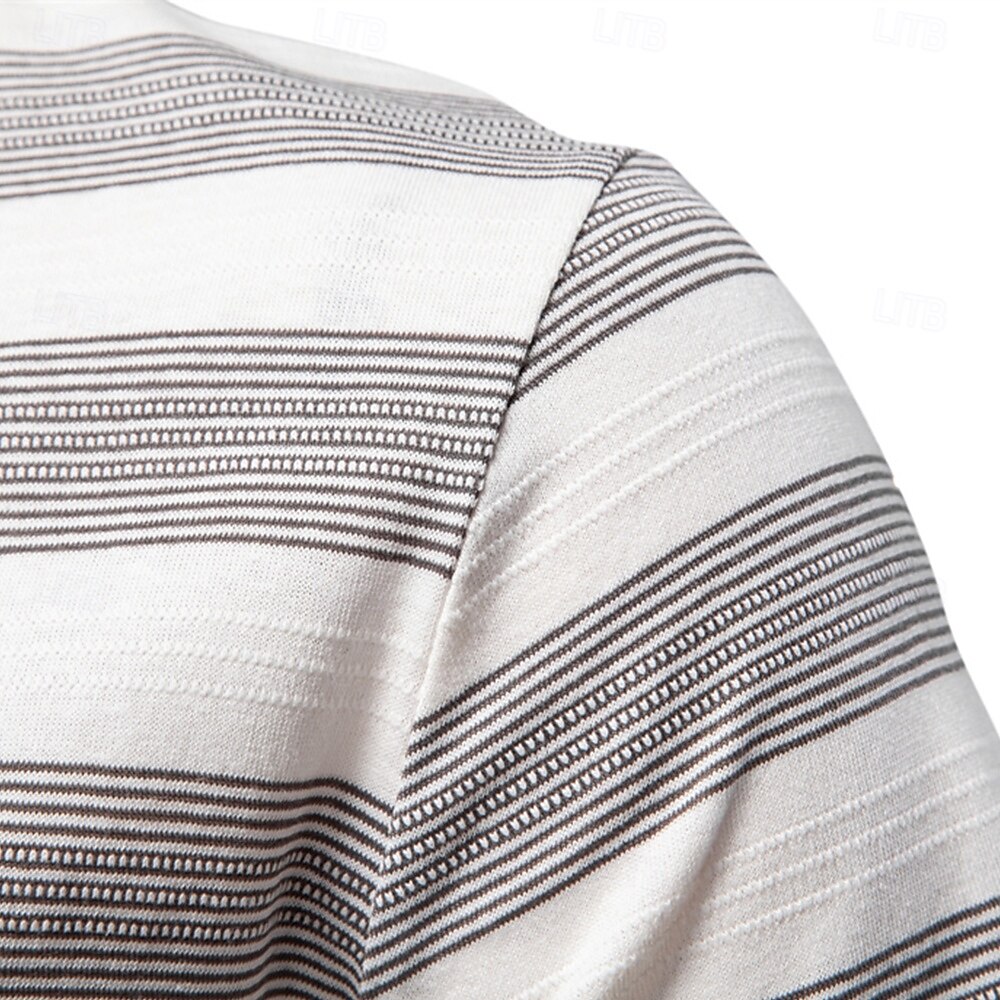 Timeless Striped Cotton-Blend Knit Polo Shirt - oukumen