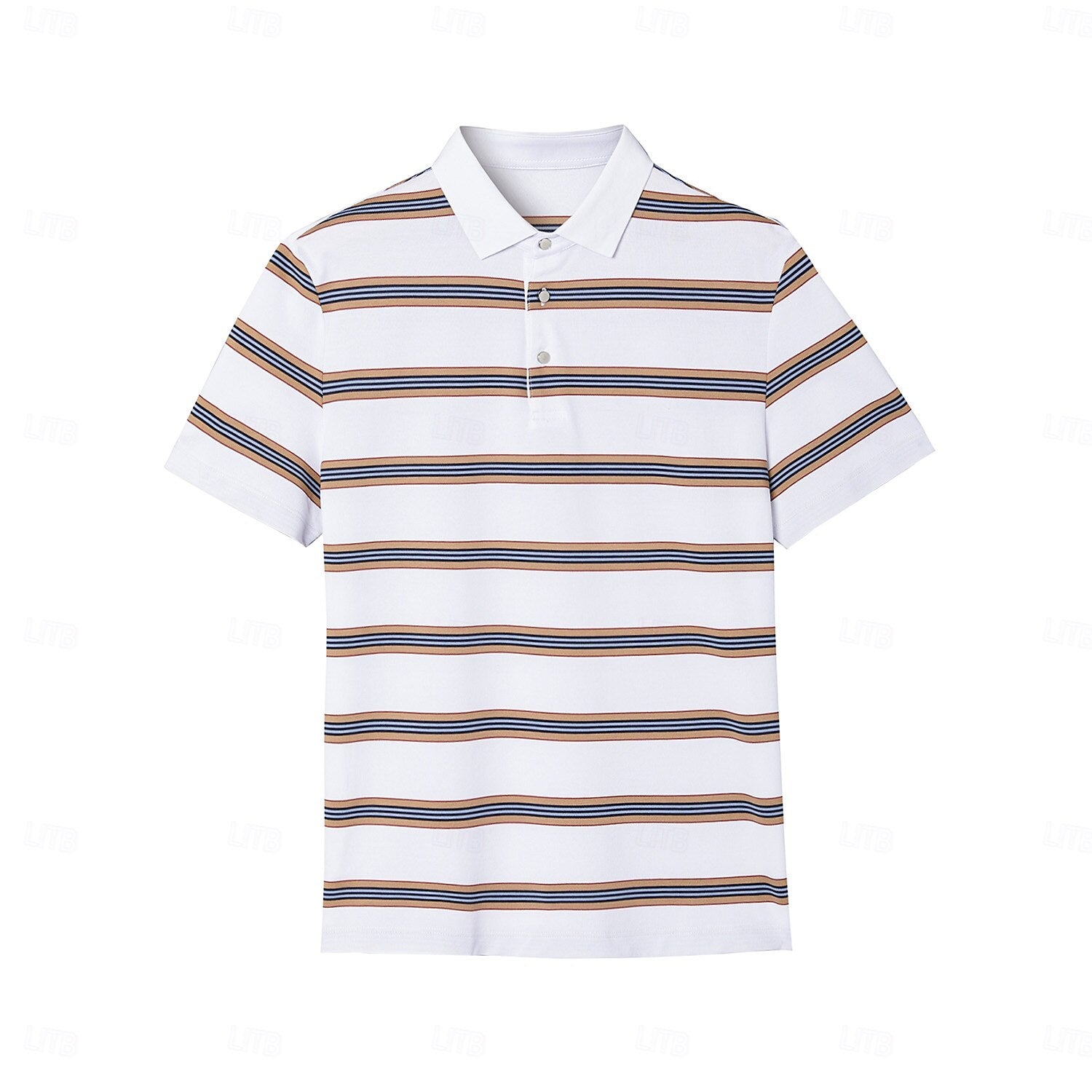 Cotton-Silk Striped Polo - oukumen