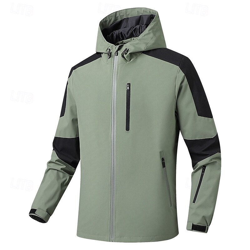 Multifunctional Windproof Zip Up Patchwork Outdoor Jacket - oukumen