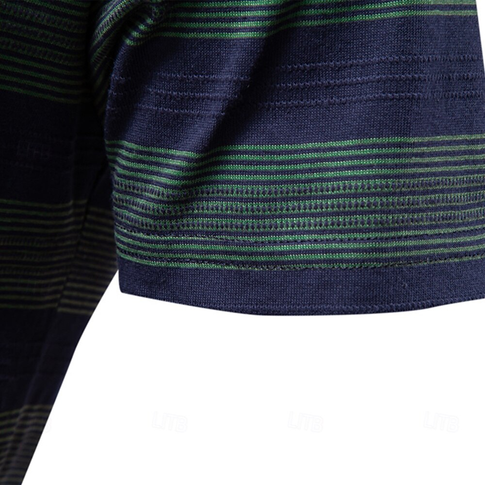 Timeless Striped Cotton-Blend Knit Polo Shirt - oukumen