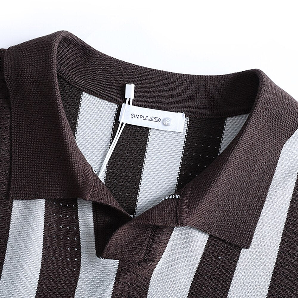 Vertical Striped Polo Shirt