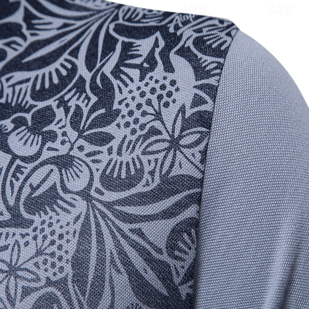 Floral Print Knit Polo Sweater - oukumen