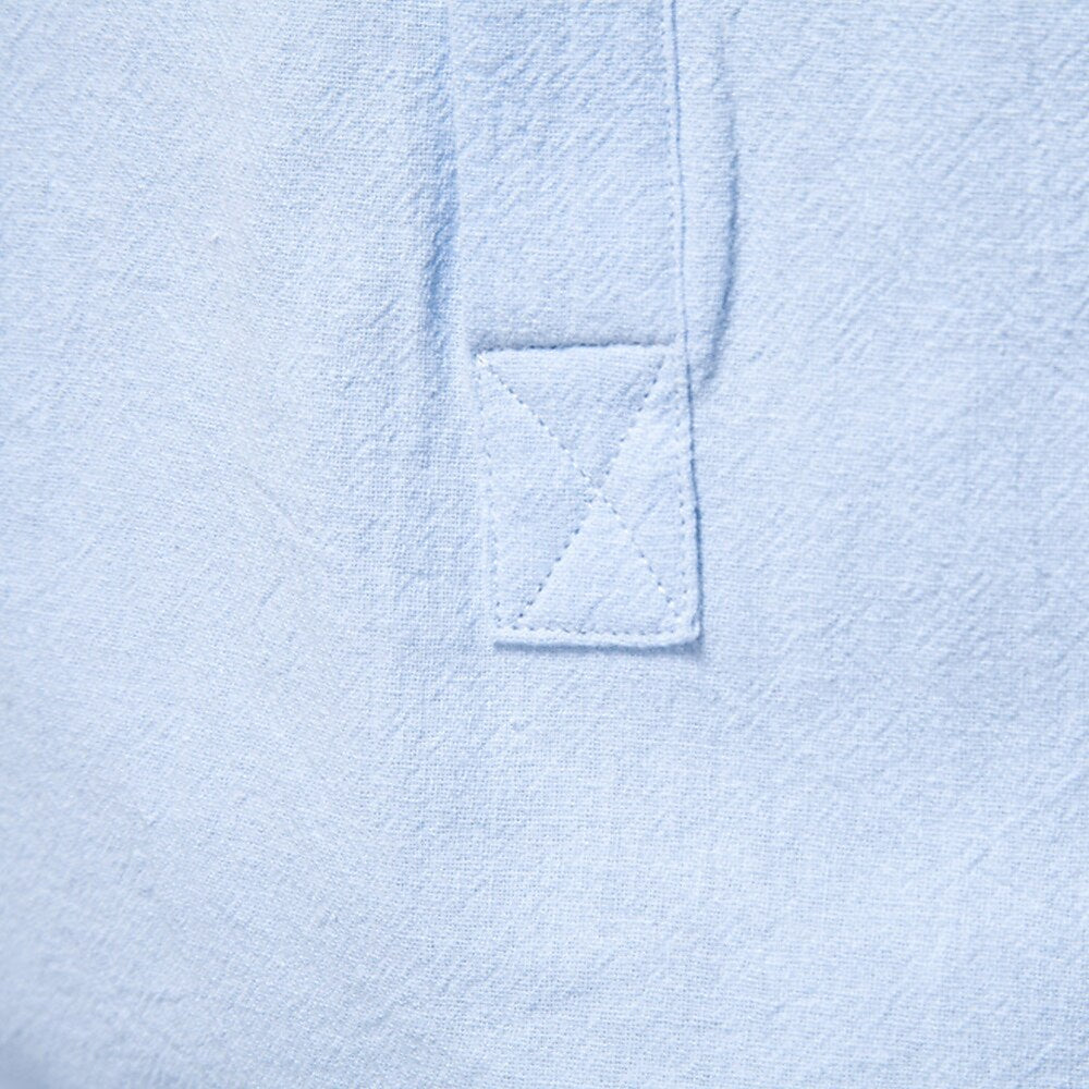 100% Cotton Premium Textured Band Collar Shirt - oukumen