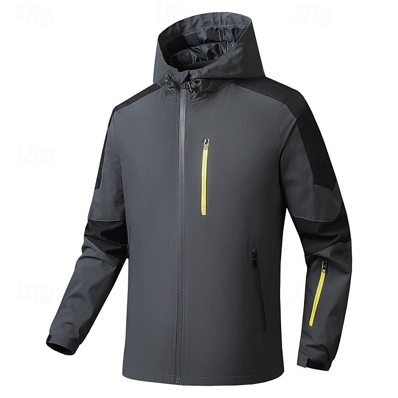 Multifunctional Windproof Zip Up Patchwork Outdoor Jacket - oukumen