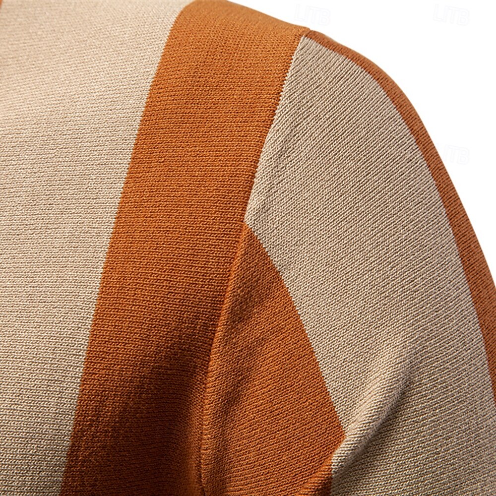 Vertical Stripe Quarter-Zip Polo - oukumen